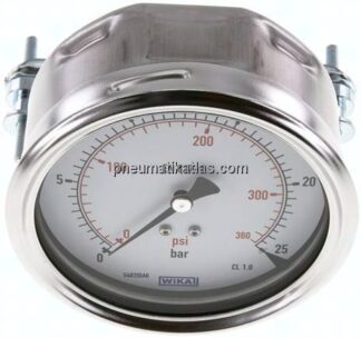 Einbaumanometer, 3-kant-Frontring, 100mm, 0 - 25 bar