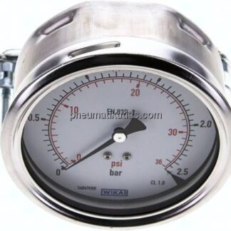 Einbaumanometer, 3-kant-Frontring, 100mm, 0 - 2,5 bar