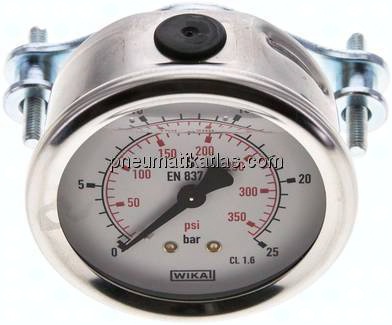 Glycerin-Einbaumanometer, 3kt-Frontring, 63mm, 0 - 25 bar