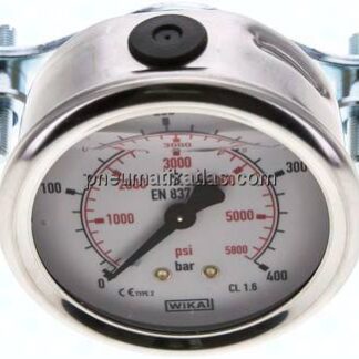 Glycerin-Einbaumanometer, 3kt-Frontring, 63mm, 0 - 400 bar