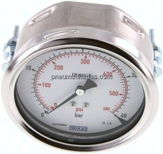 Einbaumanometer, 3-kant-Frontring, 100mm, 0 - 40 bar