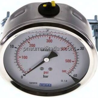 Glycerin-Einbaumanometer, 3kt-Frontring, 100mm, 0 - 40 bar