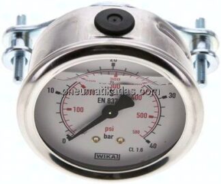 Glycerin-Einbaumanometer, 3kt-Frontring, 63mm, 0 - 40 bar
