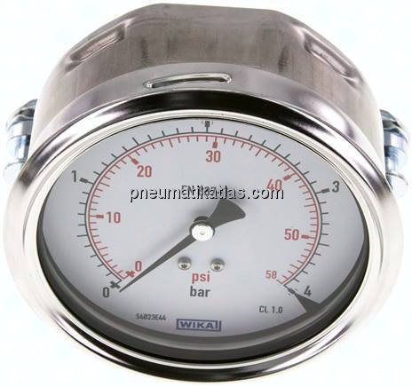 Einbaumanometer, 3-kant-Frontring, 100mm, 0 - 4 bar
