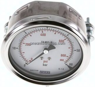 Einbaumanometer, 3-kant-Frontring, 100mm, 0 - 60 bar