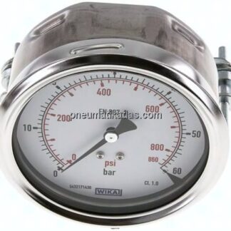 Einbaumanometer, 3-kant-Frontring, 100mm, 0 - 60 bar