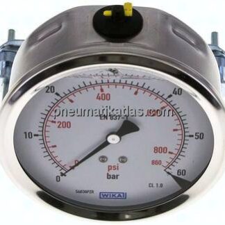 Glycerin-Einbaumanometer, 3kt-Frontring, 100mm, 0 - 60 bar