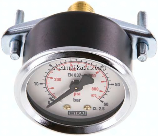 Einbaumanometer, 3-kant-Frontring, 50mm, 0 - 60 bar