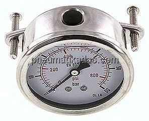 Glycerin-Einbaumanometer, 3kt-Frontring, 63mm, 0 - 60 bar