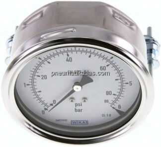 Einbaumanometer, 3-kant-Frontring, 100mm, 0 - 6 bar