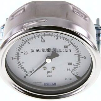 Einbaumanometer, 3-kant-Frontring, 100mm, 0 - 6 bar
