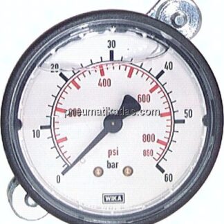 Glycerin-Einbaumanometer, KU-Frontring, 63mm, -1 bis 0,6 bar