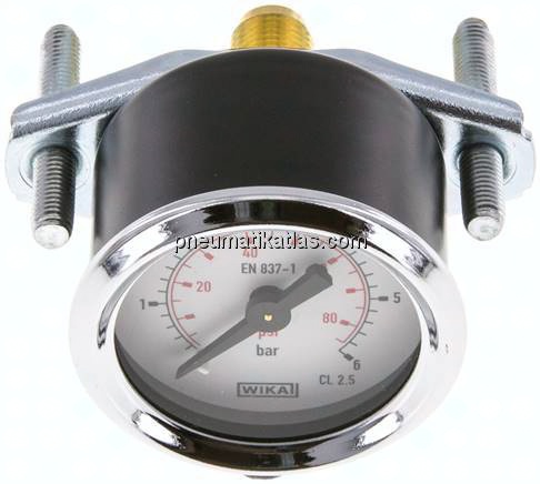 Einbaumanometer, 3-kant-Frontring, 40mm, 0 - 6 bar