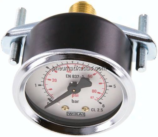 Einbaumanometer, 3-kant-Frontring, 50mm, 0 - 6 bar