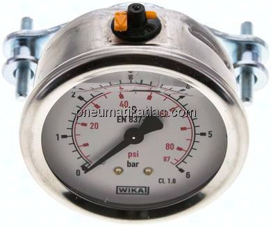 Glycerin-Einbaumanometer, 3kt-Frontring, 63mm, 0 - 6 bar