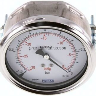 Einbaumanometer, 3-kant-Frontring, 100mm, -1 bis 0 bar
