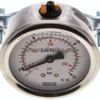 Glycerin-Einbaumanometer, 3kt-Frontring, 63mm, -1 bis 15 bar