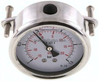 Glycerin-Einbaumanometer, 3kt-Frontring, 63mm, -1 bis 1,5 bar