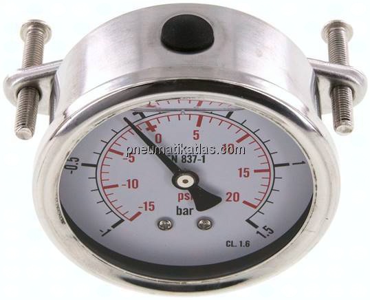 Glycerin-Einbaumanometer, 3kt-Frontring, 63mm, -1 bis 1,5 bar