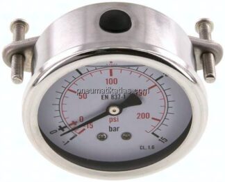 Glycerin-Einbaumanometer, 3kt-Frontring, 63mm, -1 bis 15 bar
