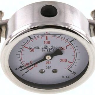 Glycerin-Einbaumanometer, 3kt-Frontring, 63mm, -1 bis 15 bar