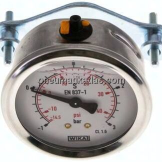 Glycerin-Einbaumanometer, 3kt-Frontring, 63mm, -1 bis 3 bar