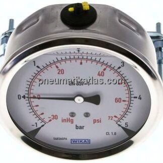 Glycerin-Einbaumanometer, 3kt-Frontring, 100mm, -1 bis 5 bar