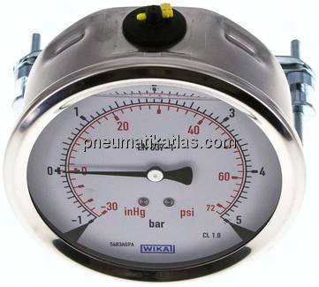 Glycerin-Einbaumanometer, 3kt-Frontring, 100mm, -1 bis 5 bar