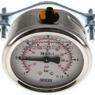 Glycerin-Einbaumanometer, 3kt-Frontring, 63mm, -1 bis 5 bar