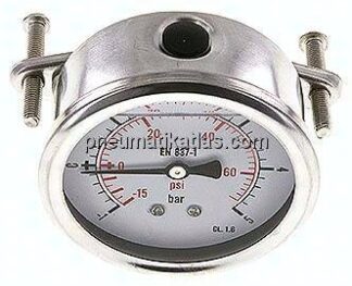 Glycerin-Einbaumanometer, 3kt-Frontring, 63mm, -1 bis 5 bar