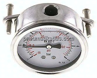 Glycerin-Einbaumanometer, 3kt-Frontring, 63mm, -1 bis 5 bar