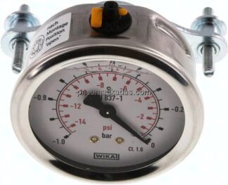 Glycerin-Einbaumanometer, 3kt-Frontring, 63mm, -1 bis 0 bar