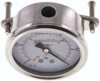 Glycerin-Einbaumanometer, 3kt-Frontring, 63mm, -1 bis 0 bar