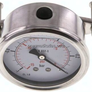 Glycerin-Einbaumanometer, 3kt-Frontring, 63mm, -1 bis 0 bar