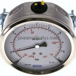 Glycerin-Einbaumanometer, 3kt-Frontring, 100mm, -1 bis 9 bar