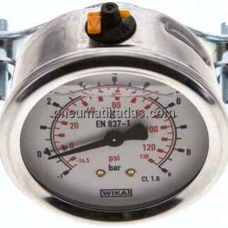 Glycerin-Einbaumanometer, 3kt-Frontring, 63mm, -1 bis 9 bar
