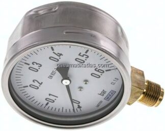 Manometer senkrecht (CrNi/Ms), 100mm, 0 - 0,6 bar