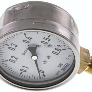 Manometer senkrecht (CrNi/Ms), 100mm, 0 - 0,6 bar