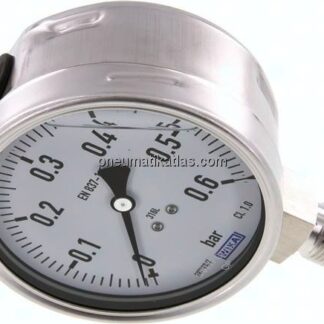 Chemie-Glycerin-Manometer senkrecht,100mm, 0 - 0,6 bar