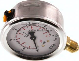 Glycerin-Manometer senkrecht (CrNi/Ms), 63mm, 0 - 0,6 bar