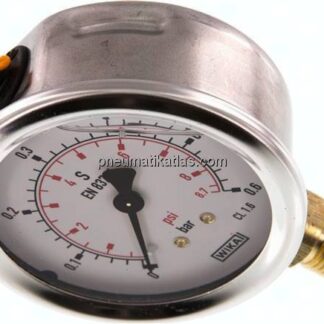 Glycerin-Manometer senkrecht (CrNi/Ms), 63mm, 0 - 0,6 bar