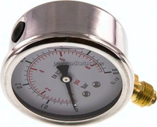 Glycerin-Manometer senkrecht (CrNi/Ms), 63mm, 0 - 0,6 bar