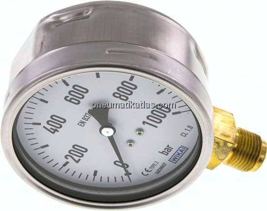 Manometer senkrecht (CrNi/Ms), 100mm, 0 - 1000 bar