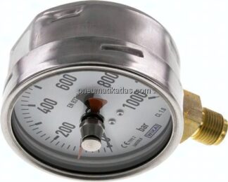 Manometer senkrecht (CrNi/Ms), 100mm, 0 - 1000 bar