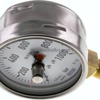 Manometer senkrecht (CrNi/Ms), 100mm, 0 - 1000 bar