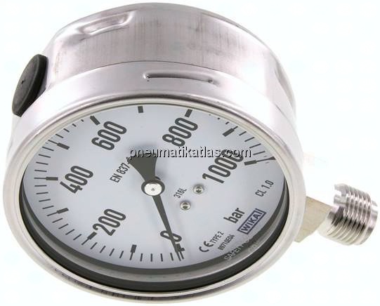 Chemie-Manometer senkrecht, 100mm, 0 - 1000 bar