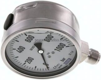 Chemie-Glycerin-Manometer senkrecht,100mm, 0 - 1000 bar