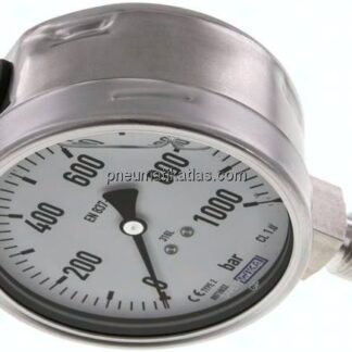 Chemie-Glycerin-Manometer senkrecht,100mm, 0 - 1000 bar