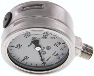Chemie-Glycerin-Manometer senkrecht, 63mm, 0 - 1000 bar