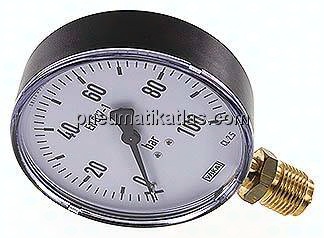 Manometer senkrecht, 100mm, 0 - 100 bar